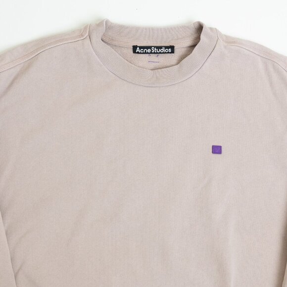 Acne Studios Crewneck Sweatshirt Unisex Beige Face Logo Patch - Picture 5 of 12